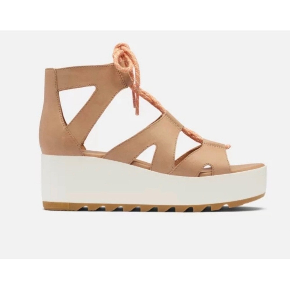 Sorel Platform Cameron Gladiator Sandal in Beige Bubblegum Leather‎ Women's 8.5